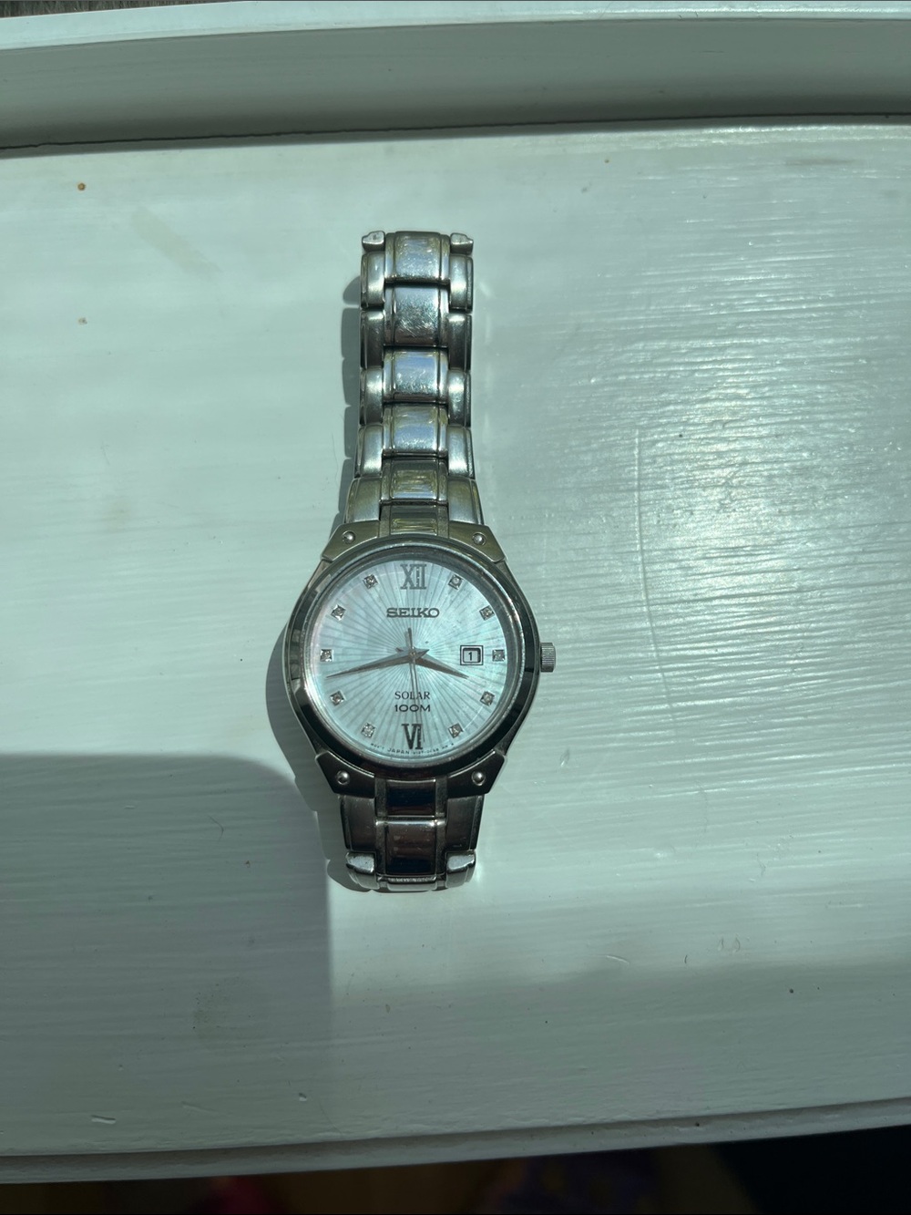 Seiko Silver-Tone Bracelet Watch with White Dial